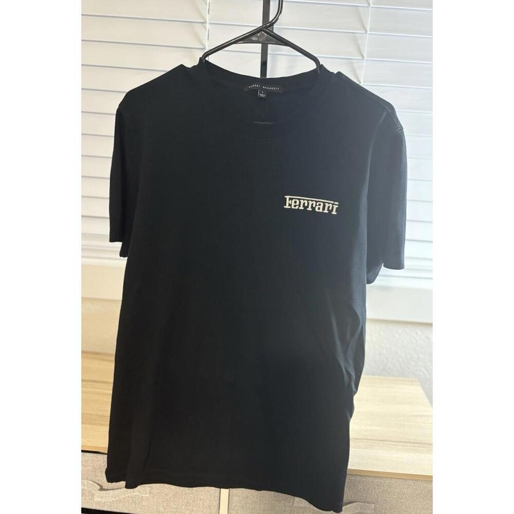 Ferrari T-Shirt by Robert‎ Barakett – Black Embroidered Logo Tee (Men’s Large)